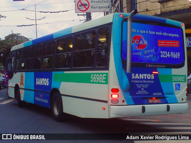 Viação Piracicabana Santos 5698E na cidade de Santos, São Paulo, Brasil, por Adam Xavier Rodrigues Lima. Número da foto: #6164331.