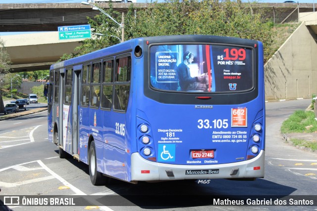 Auto Viação Ouro Verde 33.105 na cidade de Campinas, São Paulo, Brasil, por Matheus Gabriel dos Santos. ID da foto: 6165642.