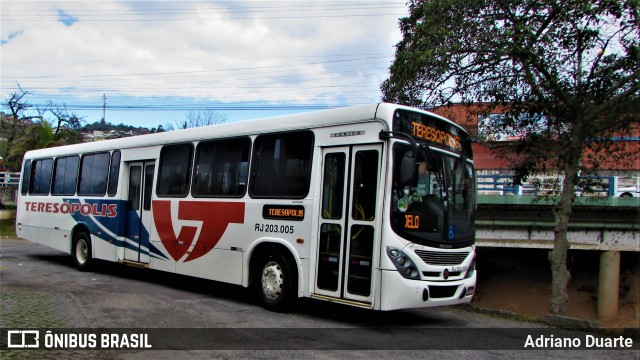 Viação Teresópolis RJ 203.005 na cidade de Teresópolis, Rio de Janeiro, Brasil, por Adriano Duarte. ID da foto: 6172701.