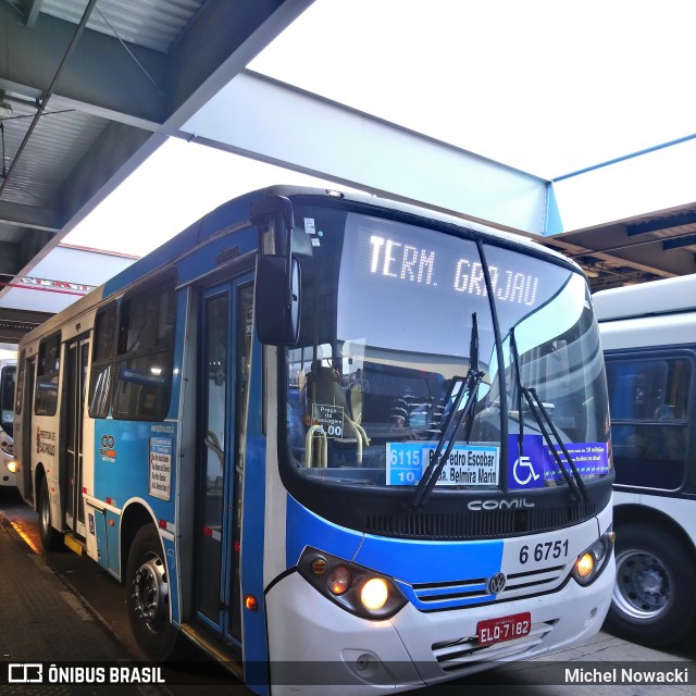 Transwolff Transportes e Turismo 6 6751 na cidade de São Paulo, São Paulo, Brasil, por Michel Nowacki. Número da foto: #6139939.