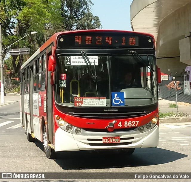 Express Transportes Urbanos Ltda 4 8627 na cidade de São Paulo, São Paulo, Brasil, por Felipe Goncalves do Vale. Número da foto: #6176482.