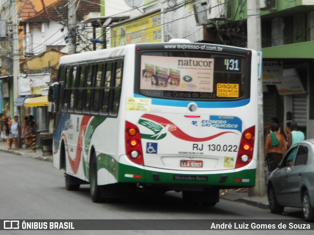 Expresso São Francisco RJ 130.022 na cidade de Nova Iguaçu, Rio de Janeiro, Brasil, por André Luiz Gomes de Souza. ID da foto: 6179353.