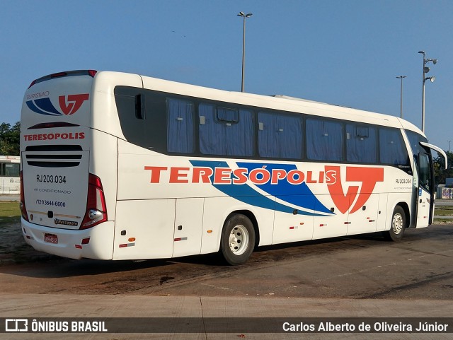 Viação Teresópolis RJ 203.034 na cidade de Rio de Janeiro, Rio de Janeiro, Brasil, por Carlos Alberto de Oliveira Júnior. ID da foto: 6183178.